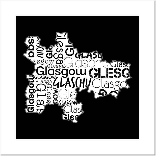 Glasgow City Map With Text Wall Art by MacPean